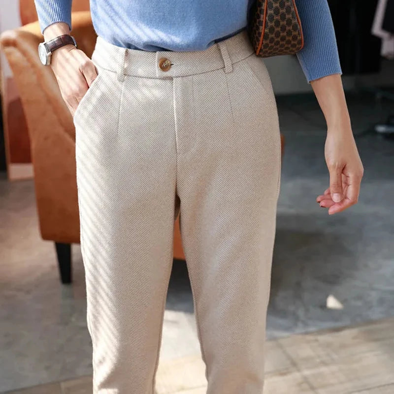 Women's high-waist tapered trousers, view 3