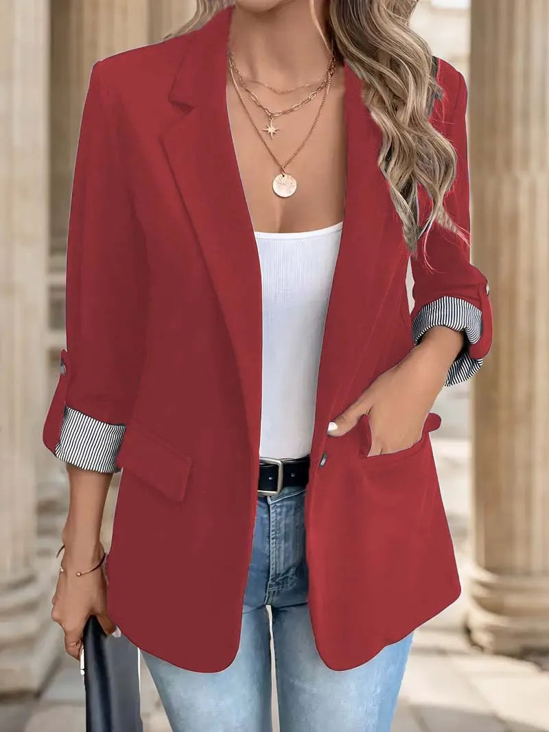 Women's rolled-sleeve one-button blazer, view 6