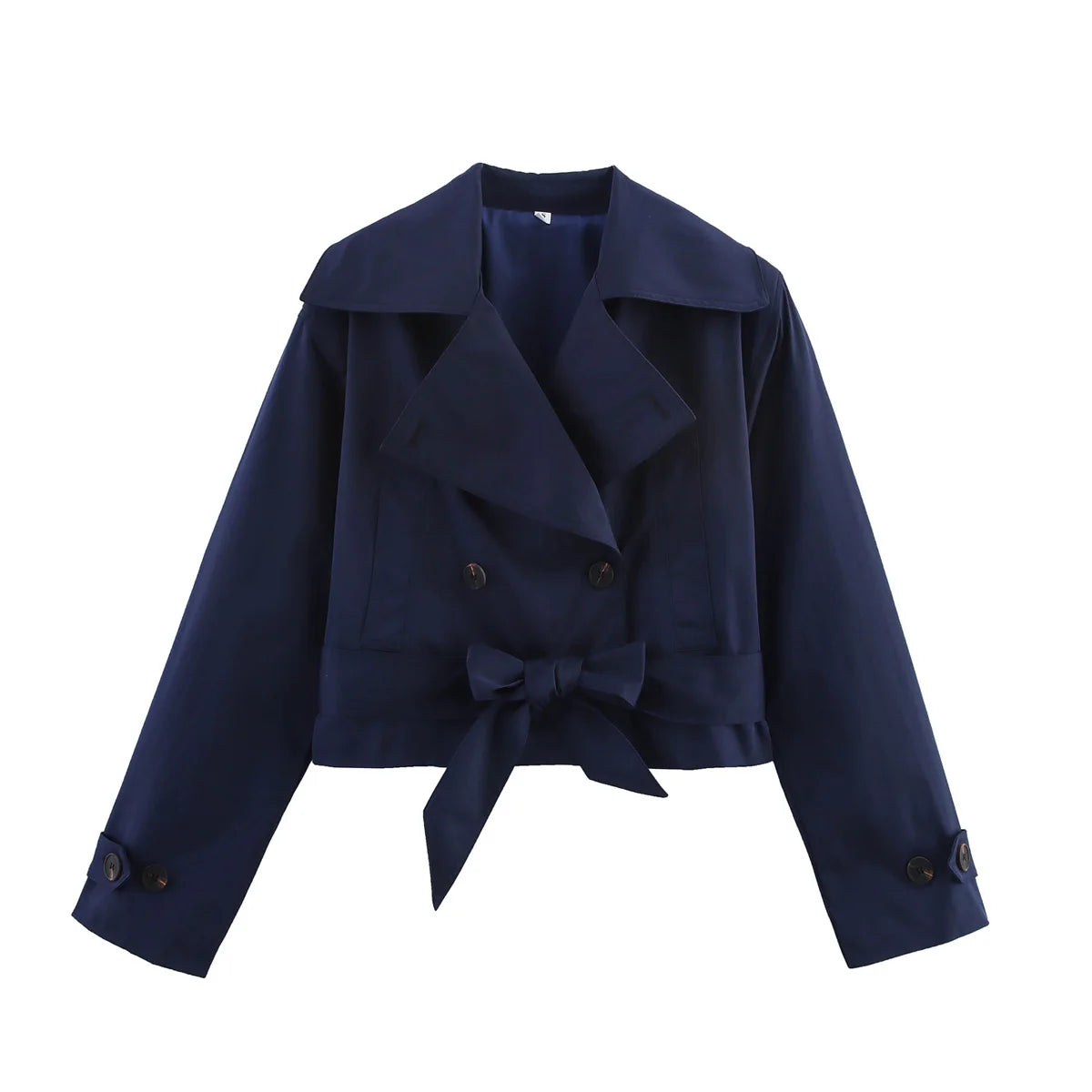 Women's belted double-breasted trench jacket, view 10