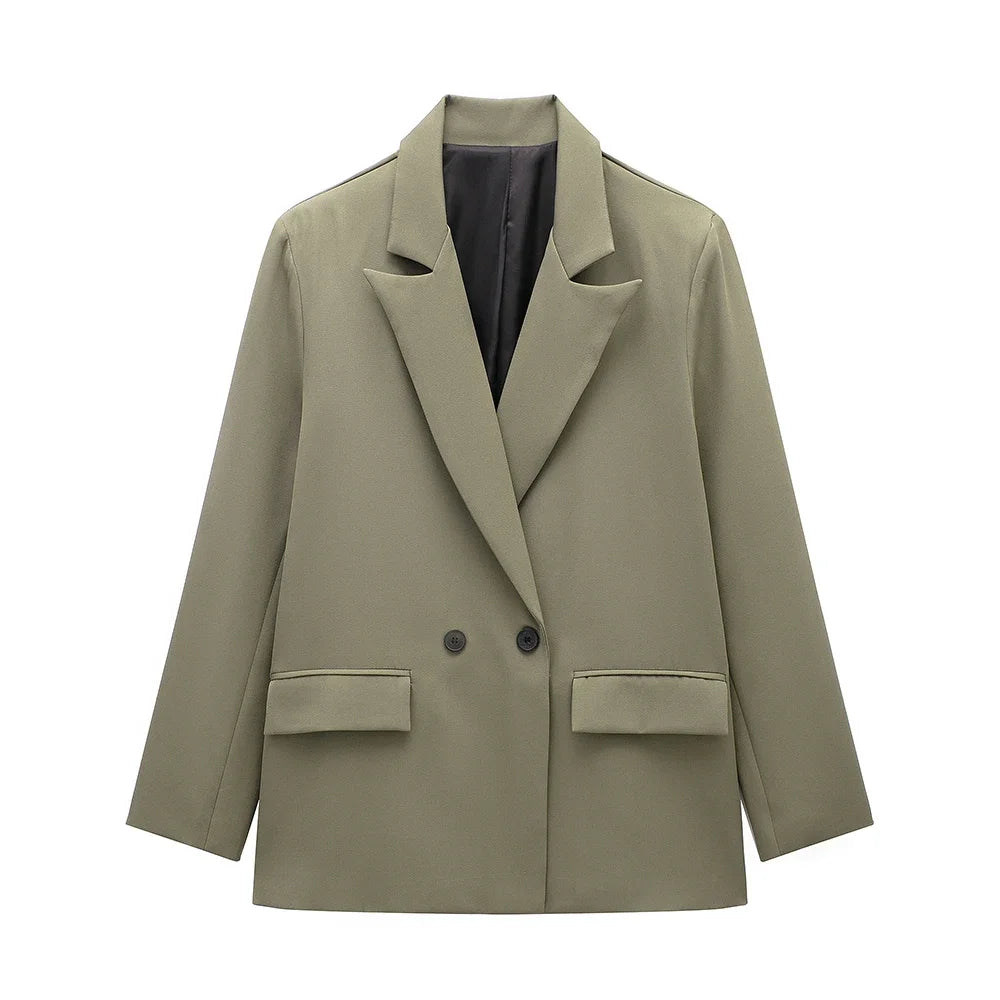 Women's double-breasted blazer with pockets, view 8