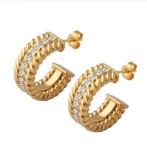 Women's twisted gold-tone hoop earrings, view 16