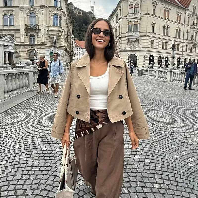 Women's classic short trench coat, view 4
