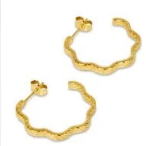 Women's twisted gold-tone hoop earrings, view 7