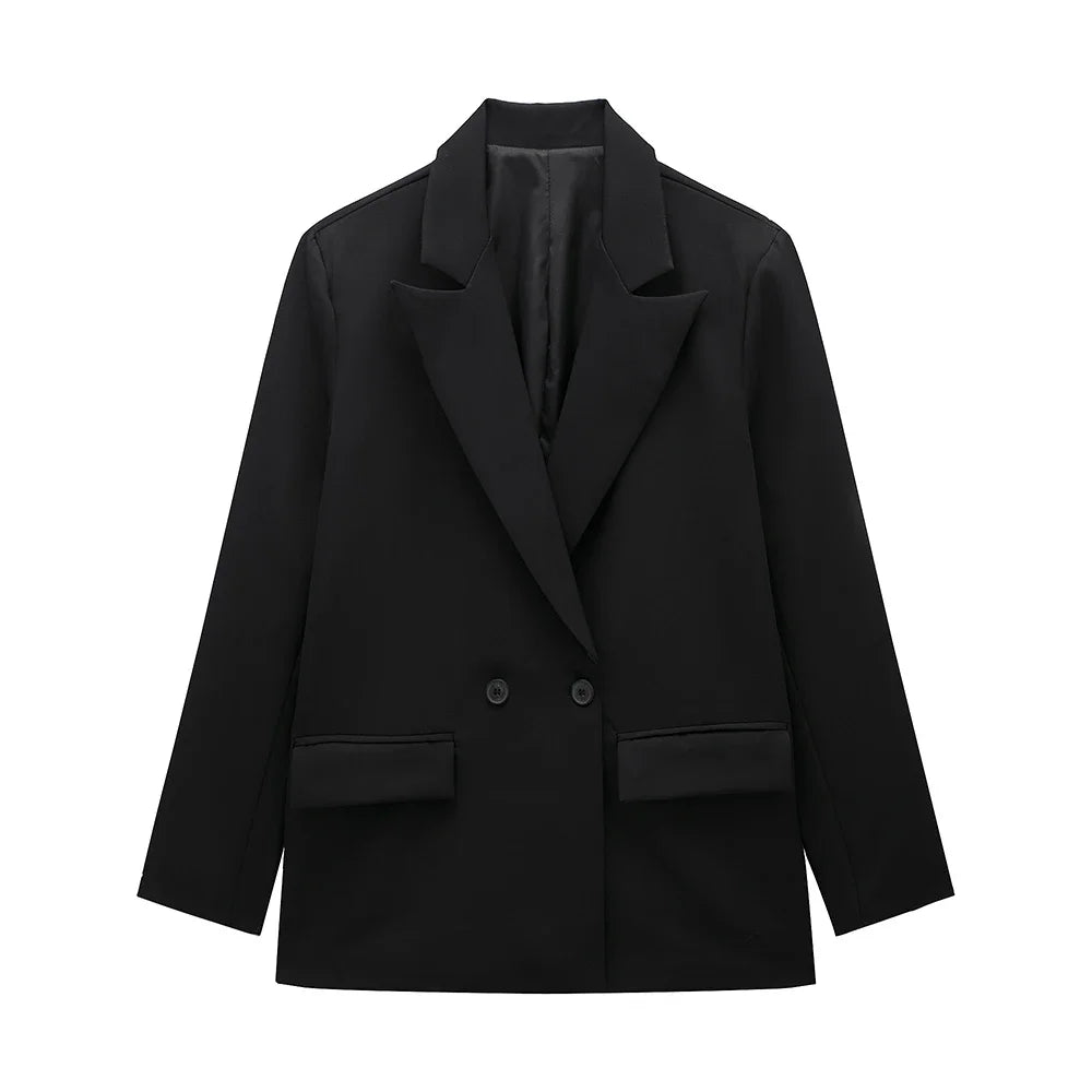 Women's double-breasted blazer with pockets, view 6