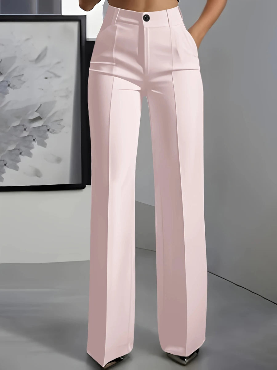 Women's pleated wide-leg trousers with front crease, view 5