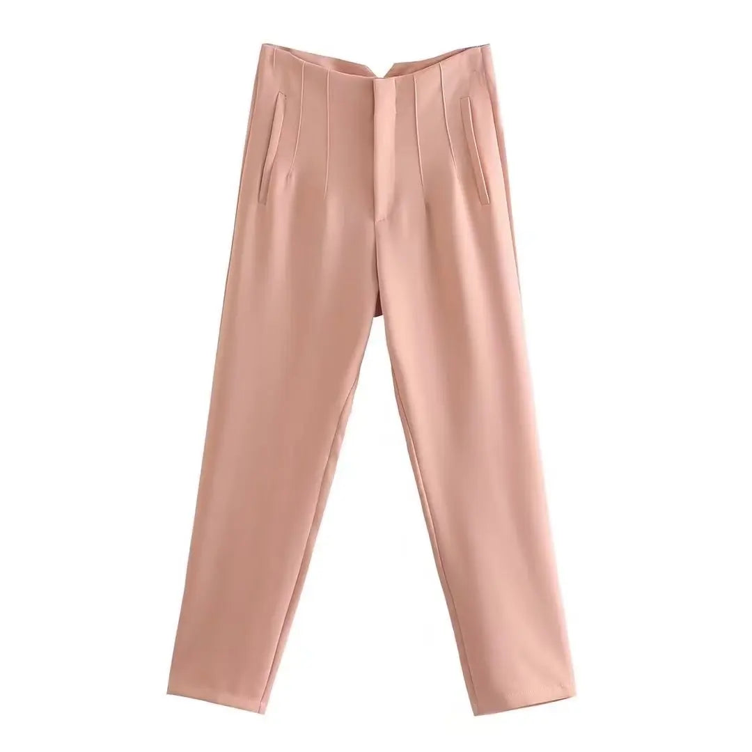 Women's high-rise straight-leg trousers, view 16