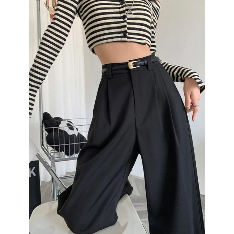 Women's wide-leg suit trousers with pockets, view 3