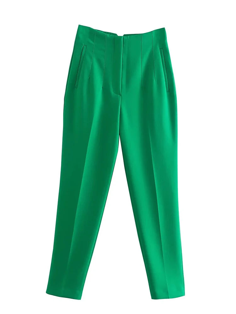 Women's high-rise straight-leg trousers, view 2