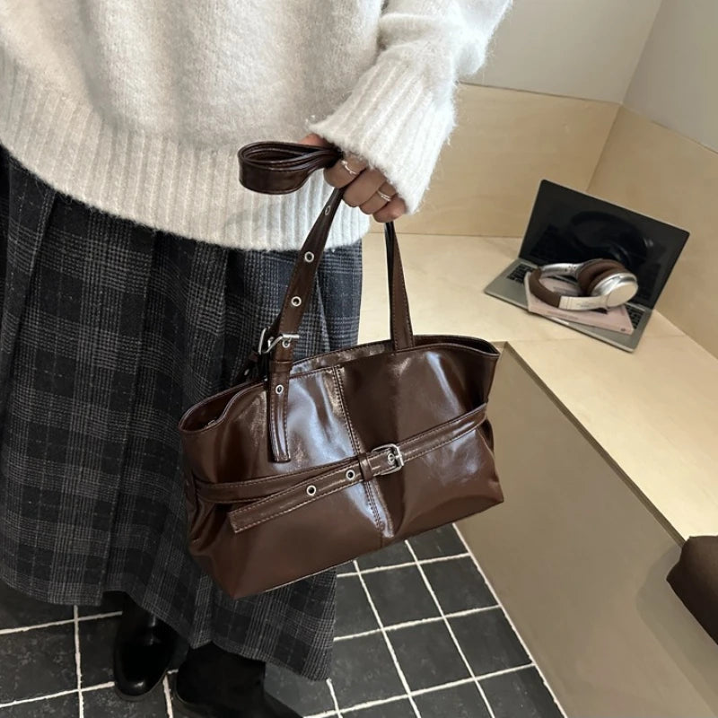 Women's minimalist faux leather work tote, view 2