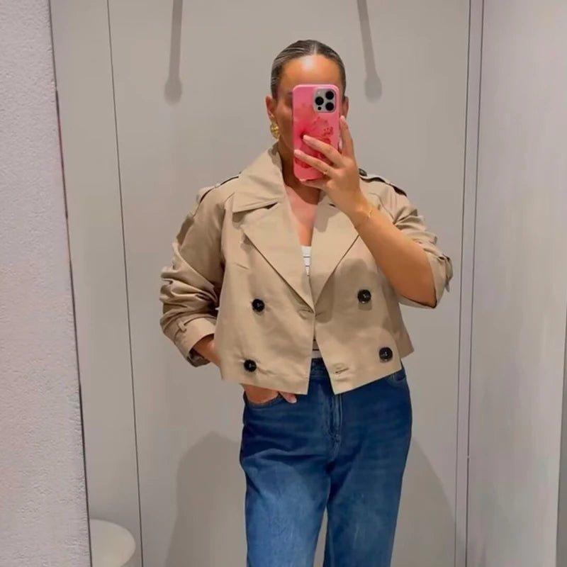 Women's classic short trench coat, view 5