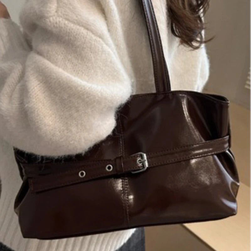 Women's minimalist faux leather work tote, view 3