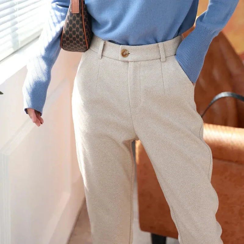 Women's high-waist tapered trousers, view 8