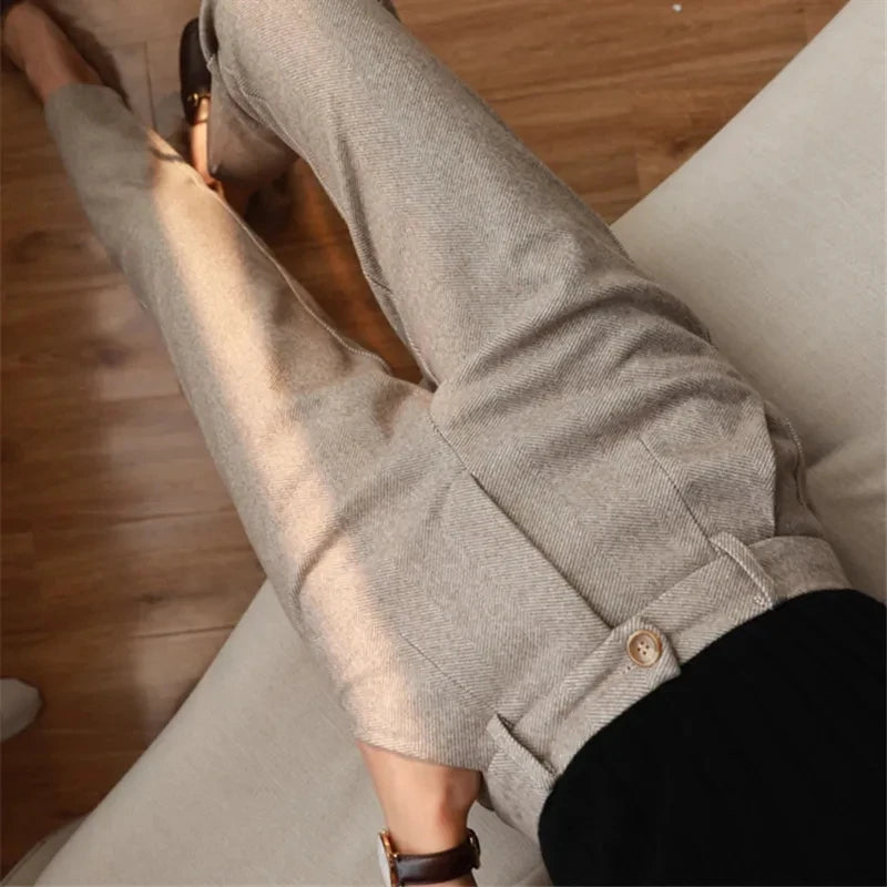 Women's high-waist tapered trousers, view 5