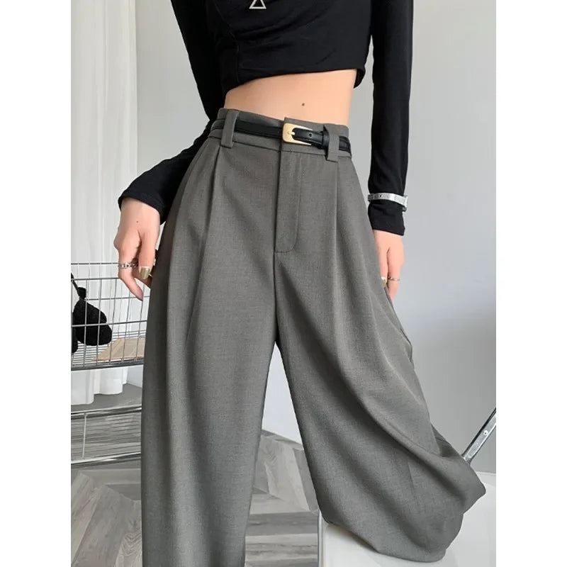 Women's wide-leg suit trousers with pockets, view 1