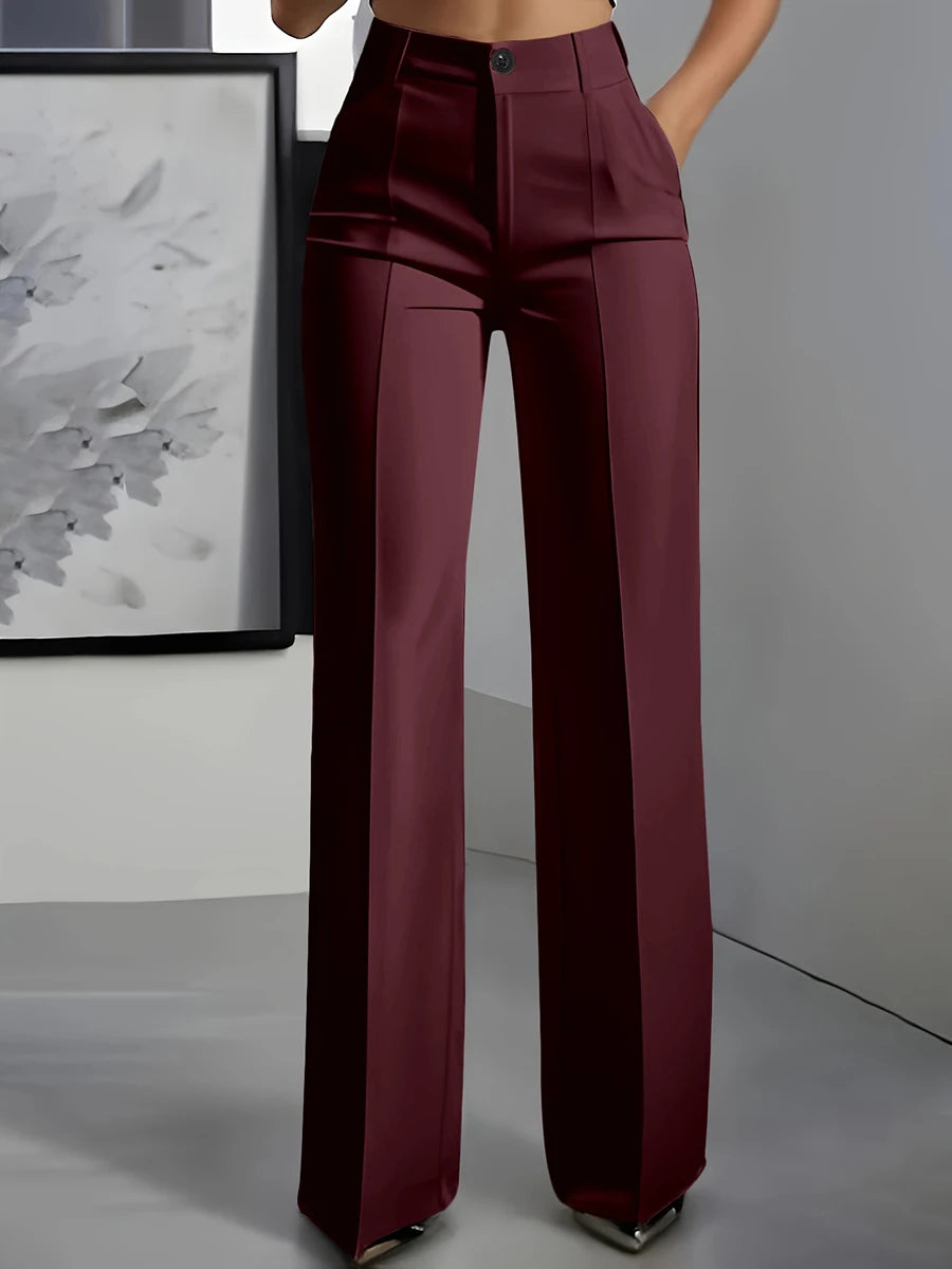 Women's pleated wide-leg trousers with front crease, view 6