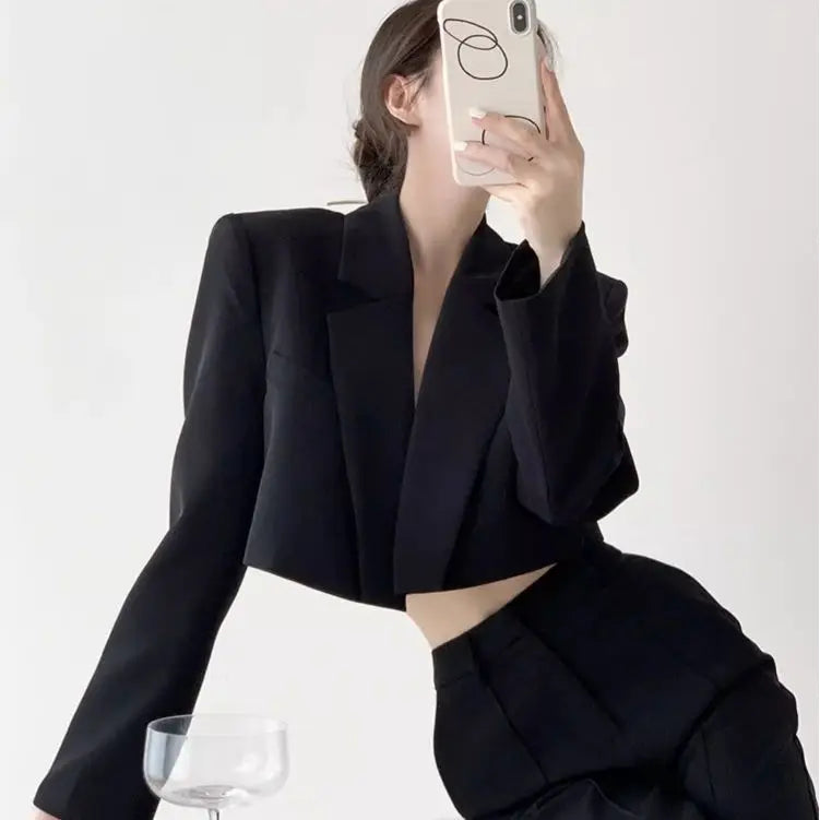 Women's open-front cropped blazer, view 6