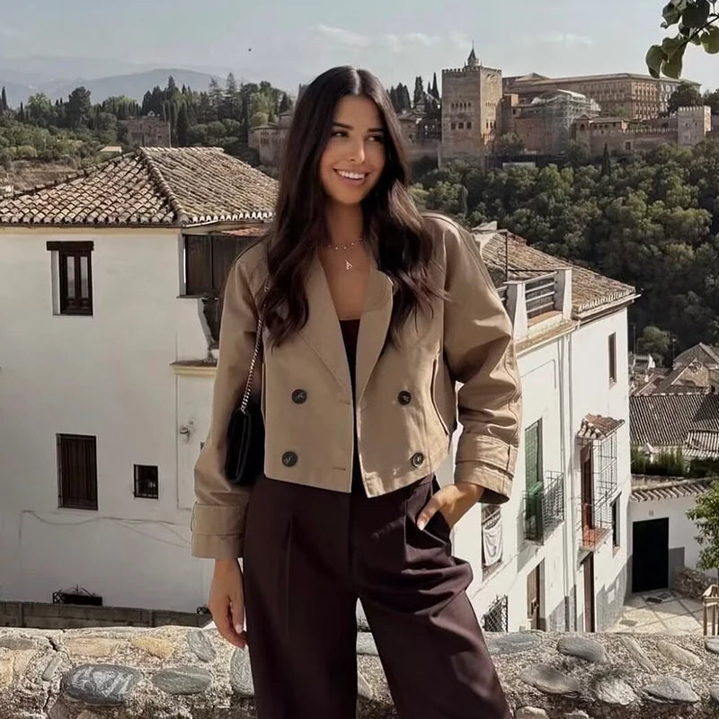 Women's classic short trench coat, view 2
