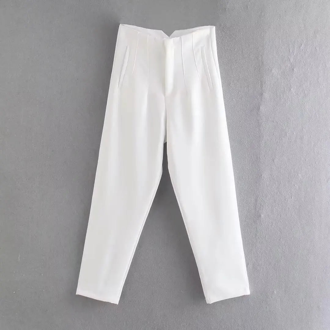 Women's high-rise straight-leg trousers, view 8
