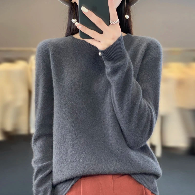 Women's fine-knit crewneck sweater, view 6