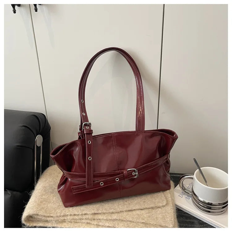 Women's minimalist faux leather work tote, view 7