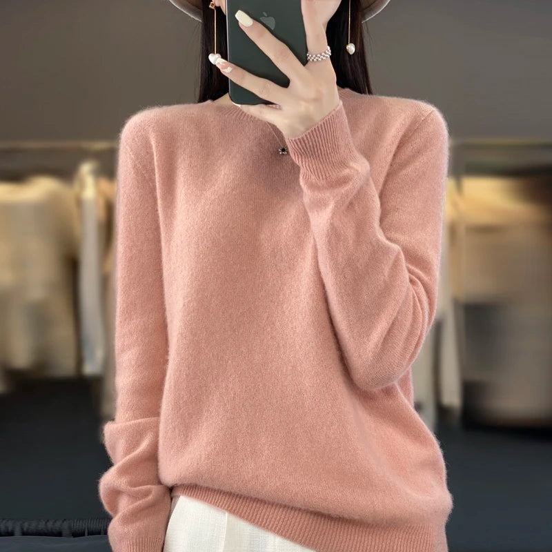 Women's fine-knit crewneck sweater, view 5