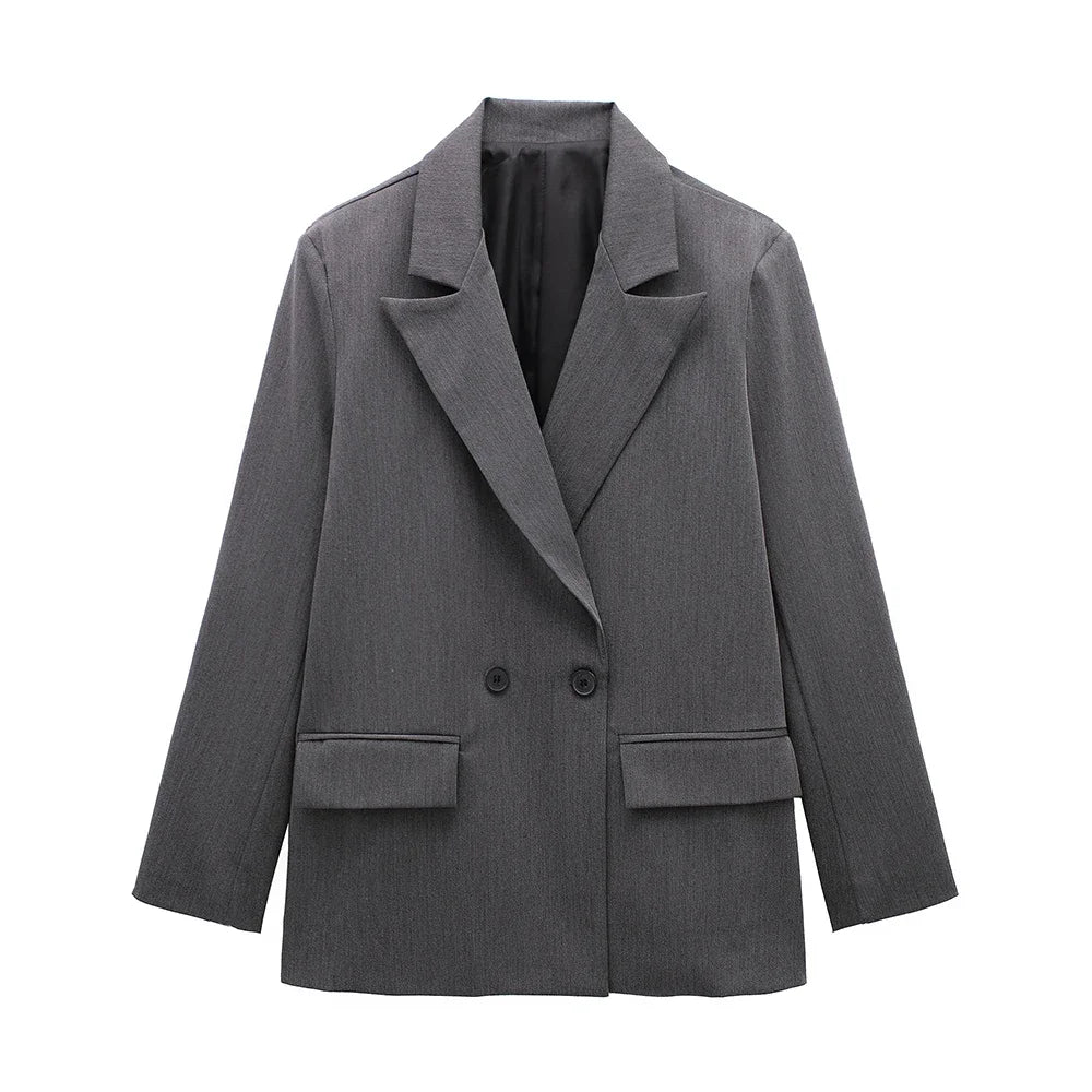 Women's double-breasted blazer with pockets, view 5