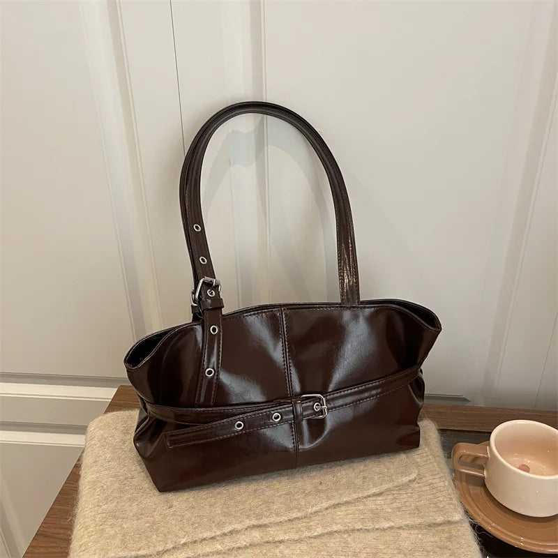Women's minimalist faux leather work tote, view 1