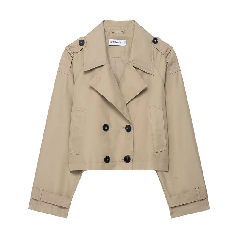 Women's classic short trench coat, view 7