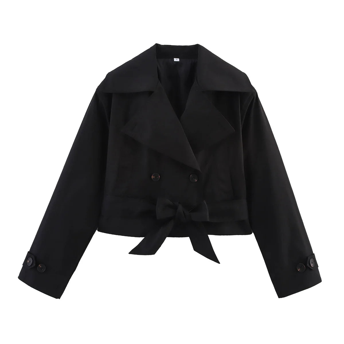 Women's belted double-breasted trench jacket, view 8