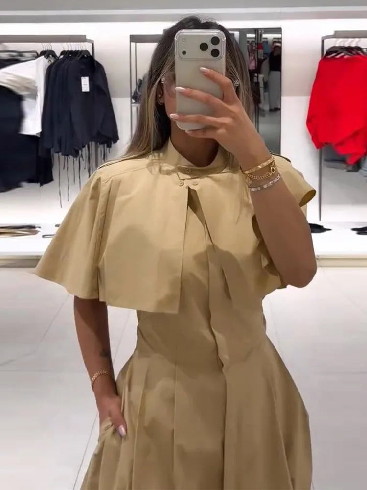 Women's trench-style belted midi dress, view 4