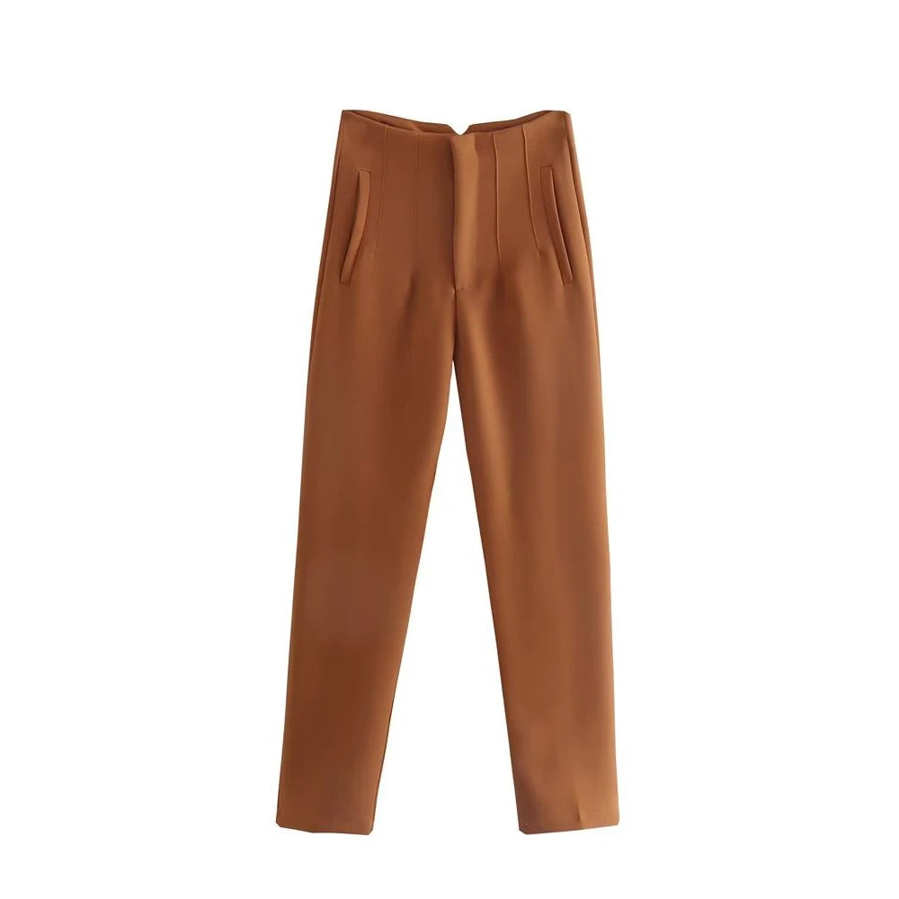 Women's high-rise straight-leg trousers, view 10