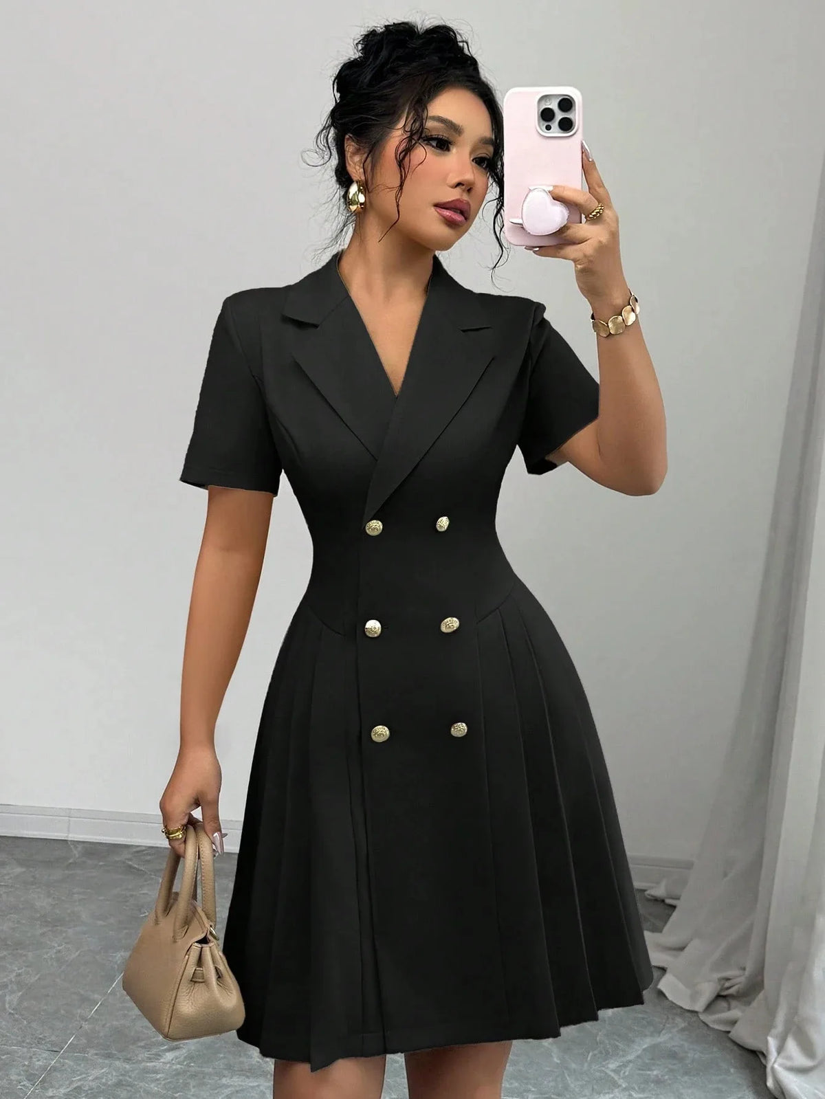 Women's double-breasted blazer dress, view 5