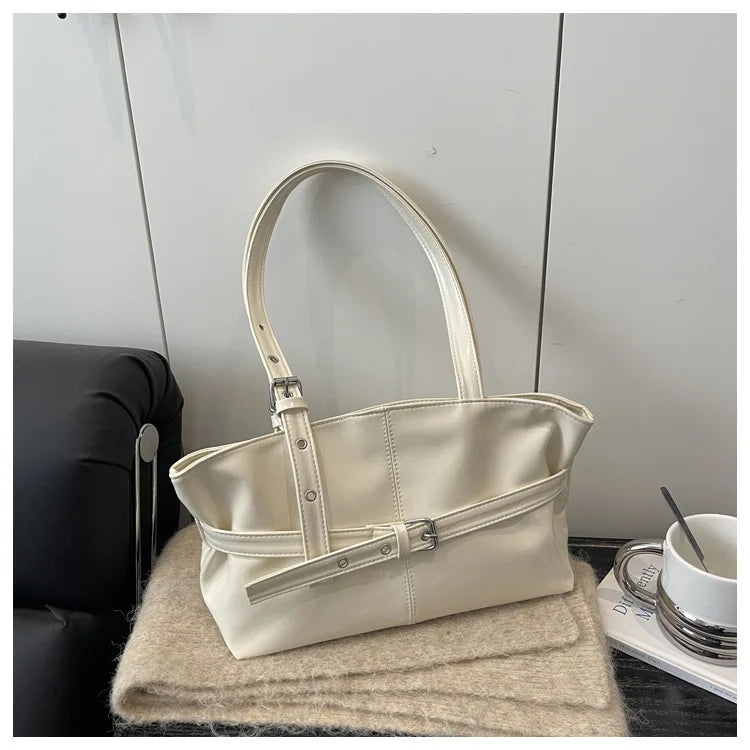 Women's minimalist faux leather work tote, view 9
