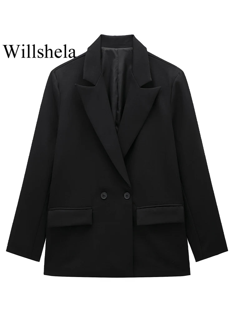 Women's double-breasted blazer with pockets, view 4