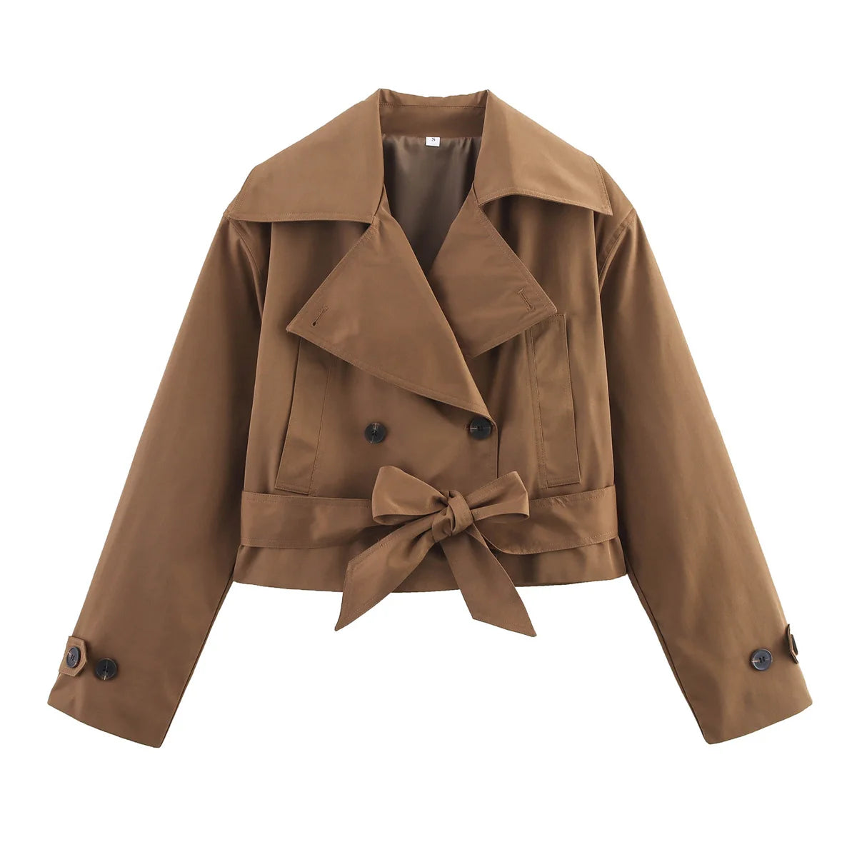 Women's belted double-breasted trench jacket, view 9