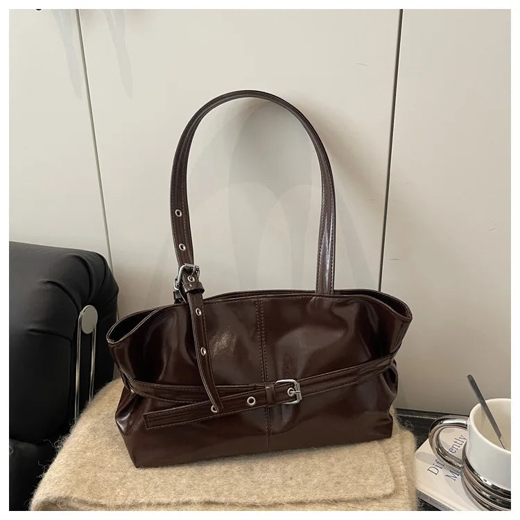 Women's minimalist faux leather work tote, view 8