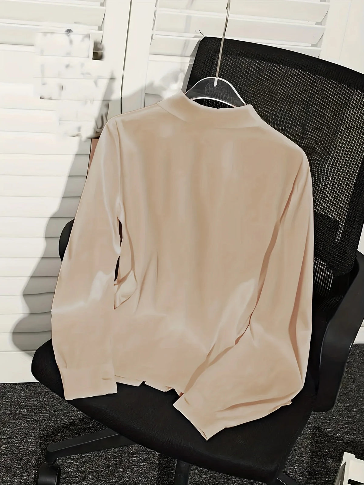 Women's satin cowl-neck blouse, view 3