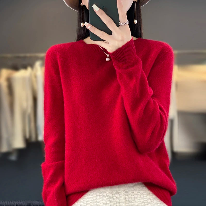Women's fine-knit crewneck sweater, view 18