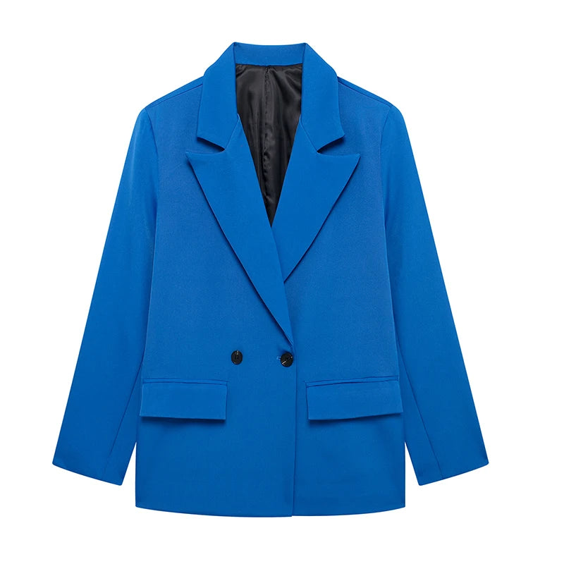 Women's double-breasted blazer with pockets, view 7