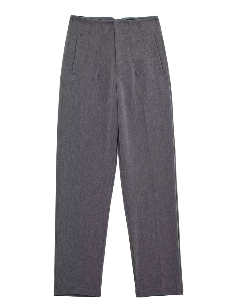 Women's high-rise straight-leg trousers, view 6