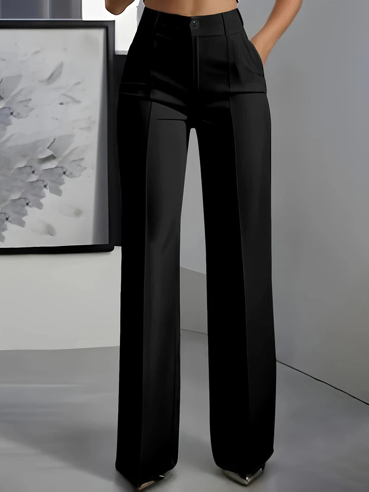 Women's pleated wide-leg trousers with front crease, view 7
