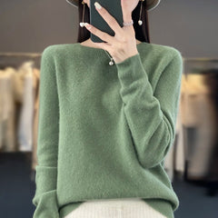 Women's fine-knit crewneck sweater, view 1