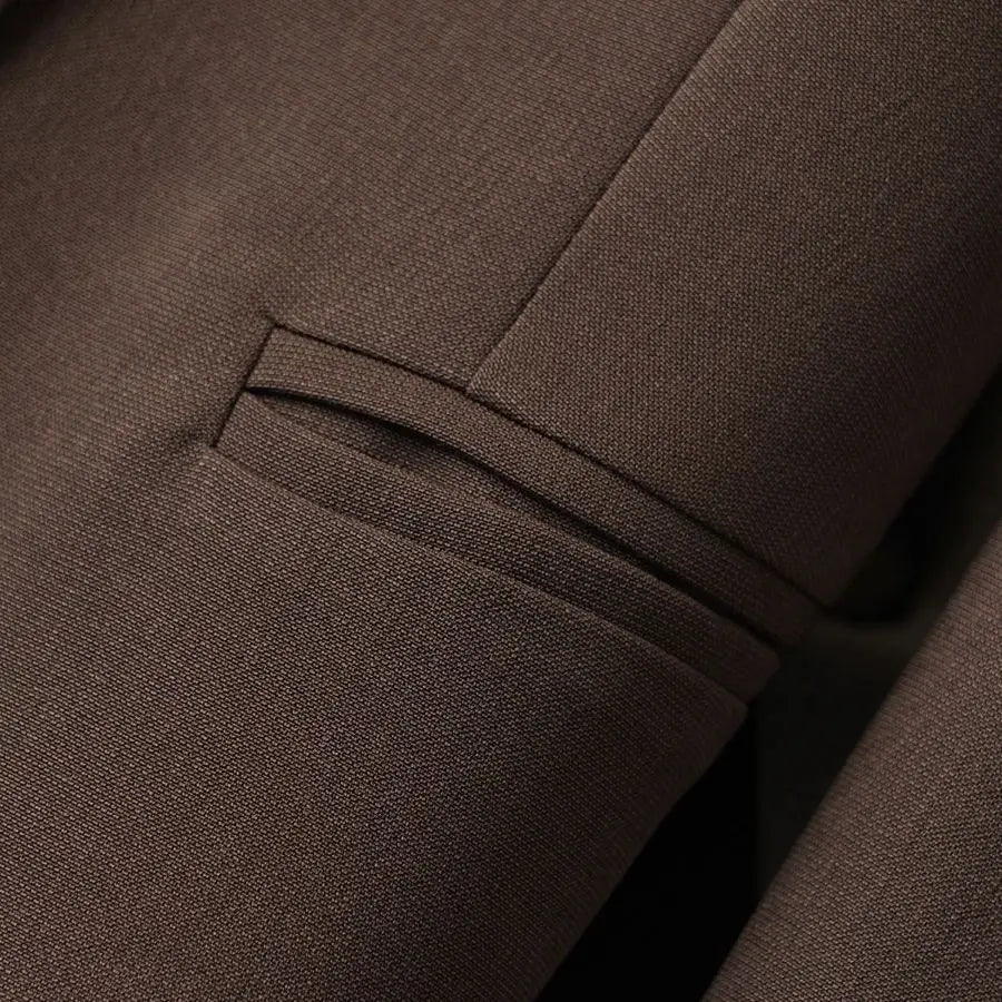 Women's single-button twill blazer in coffee, view 4