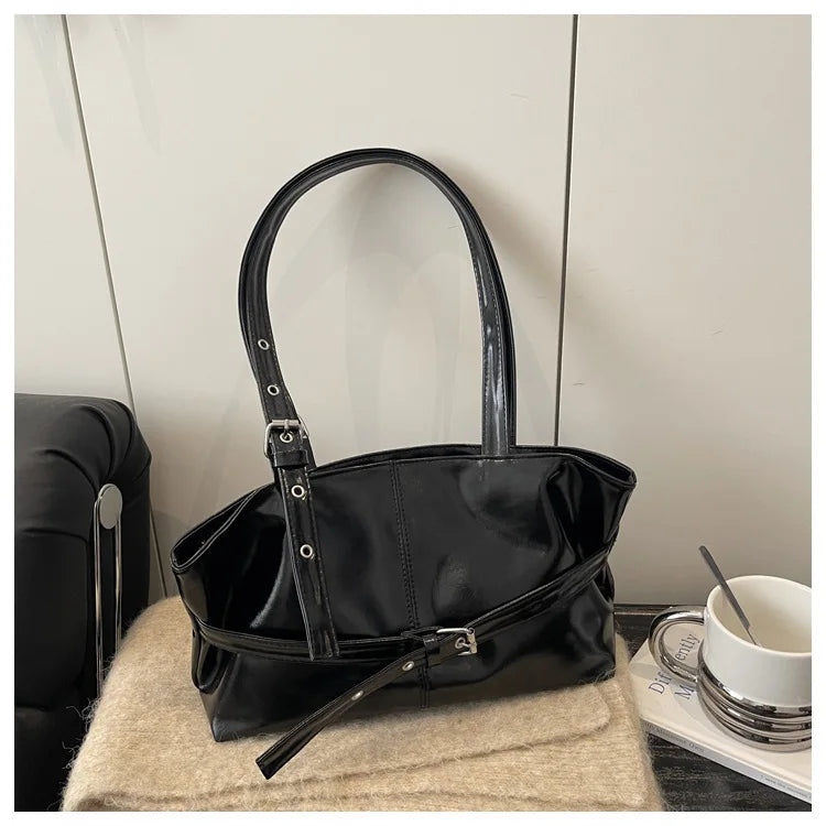 Women's minimalist faux leather work tote, view 10